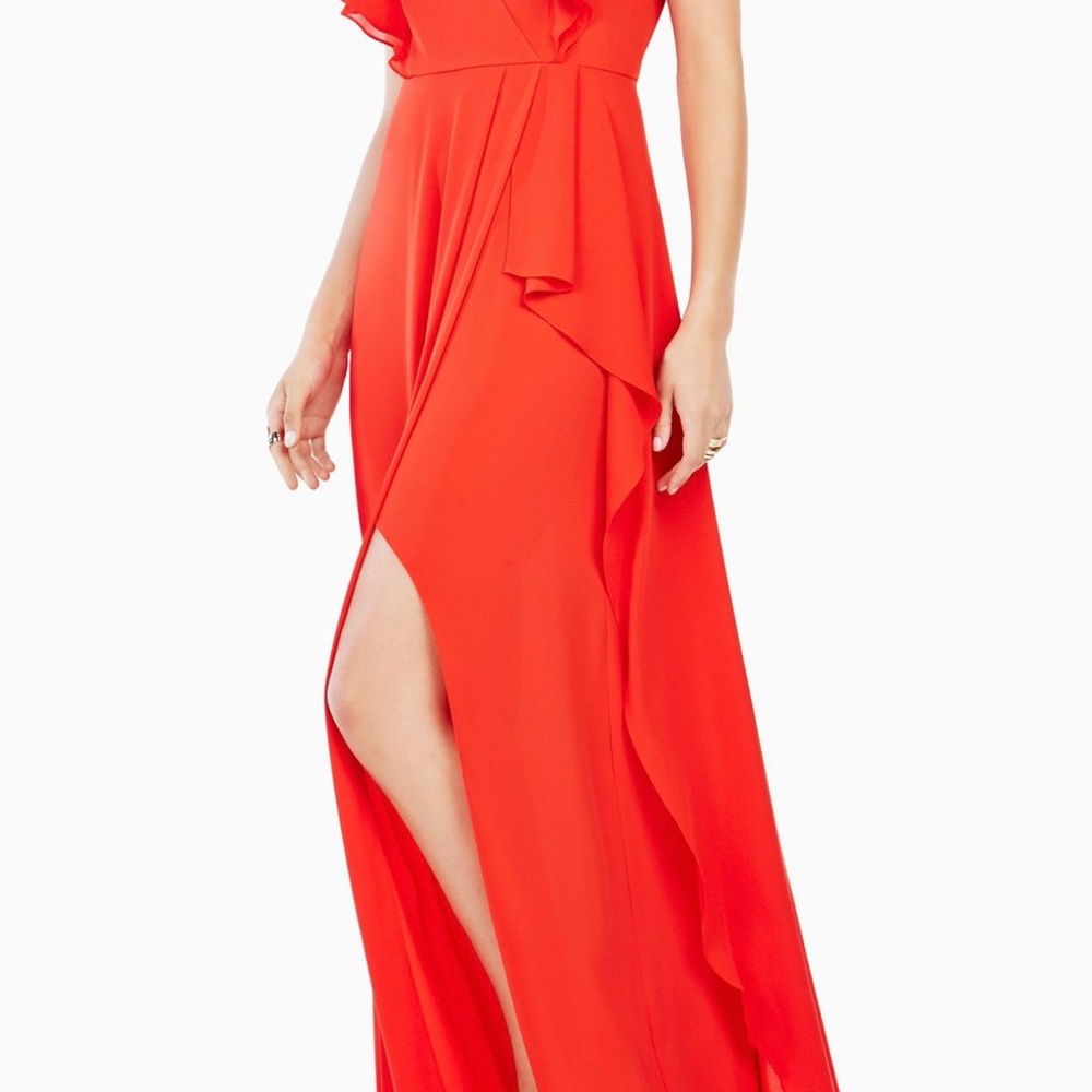 BCBGMAXAZRIA Red Maxi Dress Ruffled